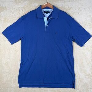 Tommy Hilfiger Men's Royal Blue Short Sleeve Polo Shirt XL‎ Classic Logo